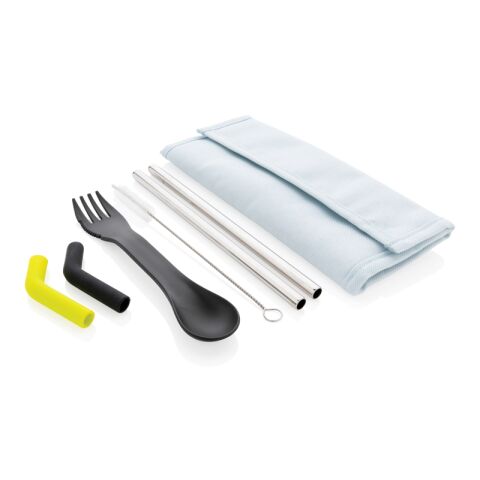 Tierra 2-teiliges Trinkhalm- und Besteckset blau | ohne Werbeanbringung | Nicht verfügbar | Nicht verfügbar