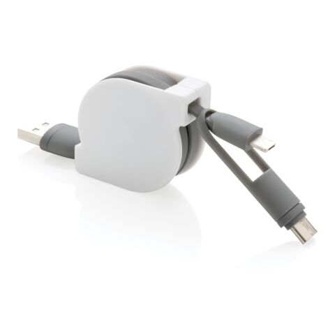 3-in-1 ausziehbares Kabel grau | ohne Werbeanbringung | Nicht verfügbar | Nicht verfügbar