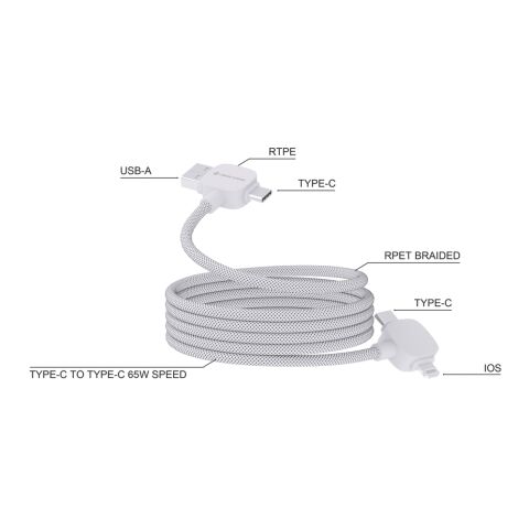 Urban Vitamin Stockton 65W magnet. Kabel RCS recyc. TPE/PET weiß | ohne Werbeanbringung | Nicht verfügbar | Nicht verfügbar