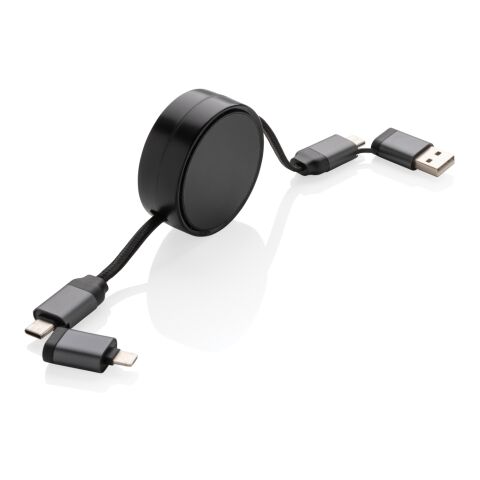Terra aufrollbares 6-in-1 45W-Kabel aus RCS recyc. Aluminium grau | ohne Werbeanbringung | Nicht verfügbar | Nicht verfügbar