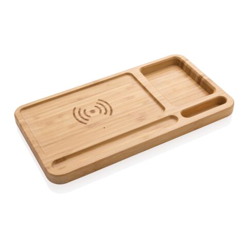 Bambus Desk Organizer mit 10 Wireless Charger braun | ohne Werbeanbringung | Nicht verfügbar | Nicht verfügbar