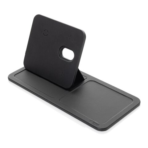 Swiss Peak 3-in-1- Wireless-Charging Desk-Tray aus RCS rPU schwarz | ohne Werbeanbringung | Nicht verfügbar | Nicht verfügbar