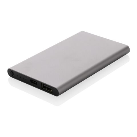 4.000mAh Type-C Powerbank aus RCS recyeltem ABS &amp; Aluminium grau | ohne Werbeanbringung | Nicht verfügbar | Nicht verfügbar