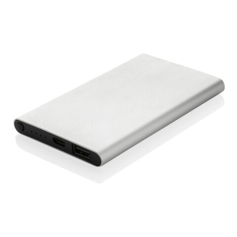 4.000mAh Type-C Powerbank aus RCS recyeltem ABS &amp; Aluminium silber | ohne Werbeanbringung | Nicht verfügbar | Nicht verfügbar