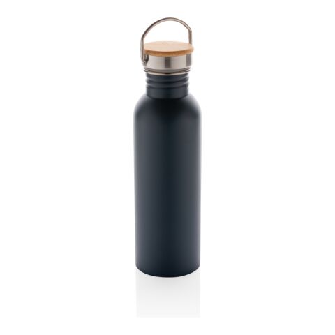Moderne Stainless-Steel Flasche mit Bambusdeckel blau | ohne Werbeanbringung | Nicht verfügbar | Nicht verfügbar
