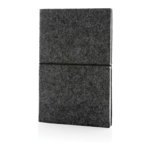 A5-Softcover-Notizbuch aus GRS-zertifiert recyceltem Filz schwarz | ohne Werbeanbringung | Nicht verfügbar | Nicht verfügbar