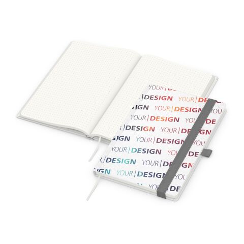Notizbuch Match-Book RECYCLING Hardcover individuell bedruckt Silber | DIN A5 | ohne Werbeanbringung | recyceltes Naturpapier | Punktraster