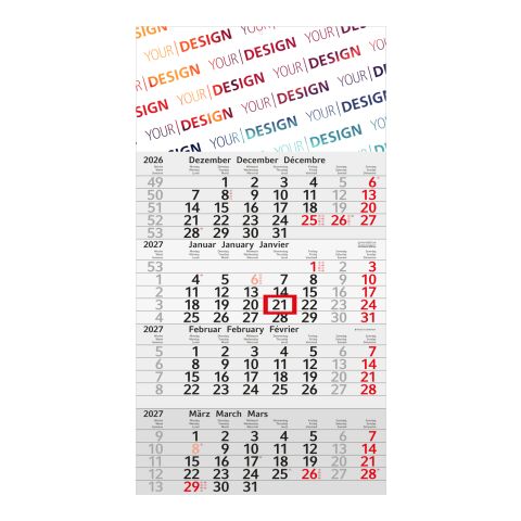 4-Monatskalender Einblatt Budget 4 RECYCLING Schrift modern Rot | 300 × 560 mm | 4C-Quality