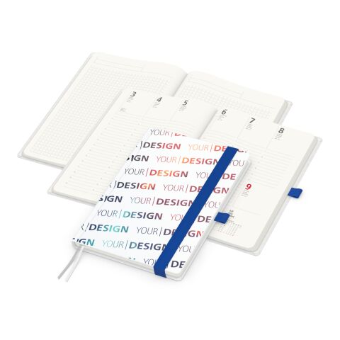 Wochenkalender vorne + Notizen hinten Match-Hybrid RECYCLING Papier-Hardcover A5 Mittelblau | DIN A5 | ohne Werbeanbringung | recyceltes Papier matt