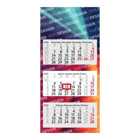 3-Monatskalender Mehrblock Profil 3 EXPRESS Schrift modern Hellgrau | 330 × 700 mm | ohne Werbeanbringung