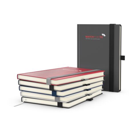 Notizbuch Vision-Book EXPRESS Kunstleder-Hardcover matt-farbig Anthrazit | DIN A5 | ohne Werbeanbringung | Cremefarben/Winkelkaro