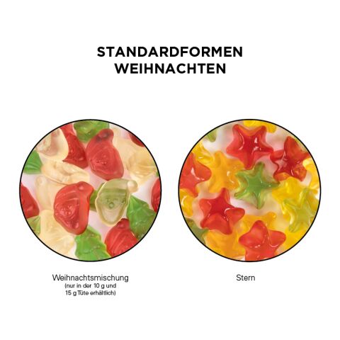 Minitüte 10 g Trolli Fruchtgummi Weihnachtsmischung weiß | ohne Werbeanbringung | Folie, 50%Papieranteil