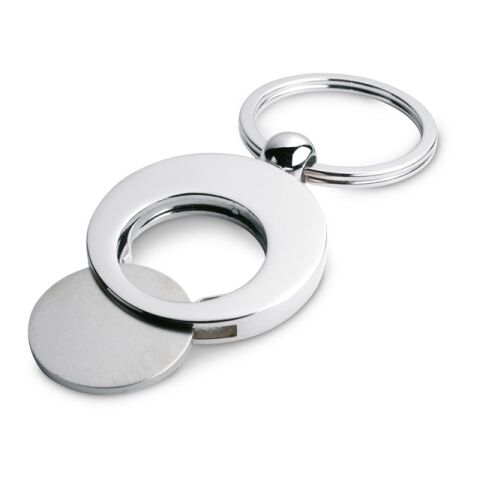 Schlüsselring mit Münzhalter Inkl. Einkaufswagenchip mattsilber | ohne Werbeanbringung | Nicht verfügbar | Nicht verfügbar