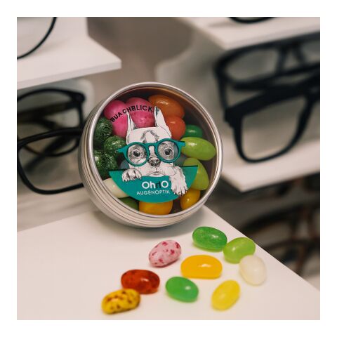 Klarsichtdose mit Jelly Beans weiß | ohne Werbeanbringung