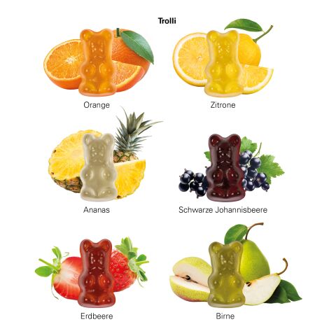 Minitüte 12 g Trolli vegane Fruchtgummi Bärchen weiß | ohne Werbeanbringung | Folie mit ca. 50% Papier