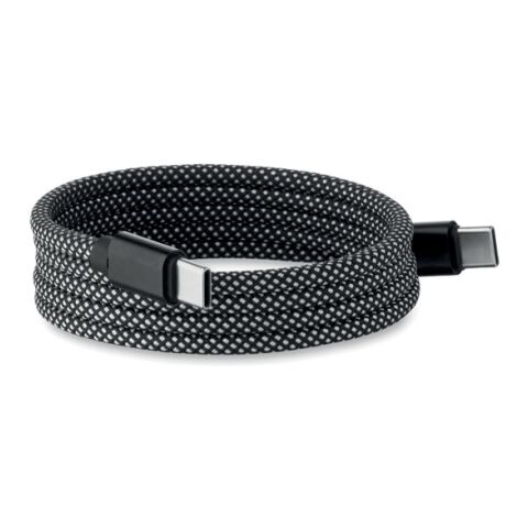 Magnetisches Kabel RPET weiß schwarz | ohne Werbeanbringung | Nicht verfügbar | Nicht verfügbar