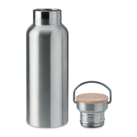 Doppelwandige Trinkflasche mit Bambus Deckel transparent grau | ohne Werbeanbringung | Nicht verfügbar | Nicht verfügbar | Nicht verfügbar