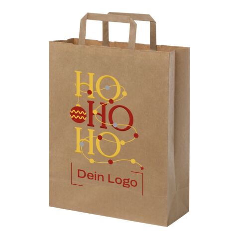 *Christmas* Kraftpapiertasche flacher Henkel Weiß | Zuckerstange | Digitaldruck