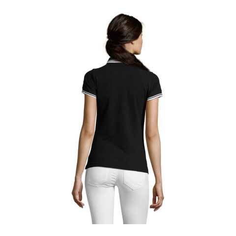 PASADENA Damen Polo 200g schwarz / weiß | XL | ohne Werbeanbringung | Nicht verfügbar | Nicht verfügbar | Nicht verfügbar