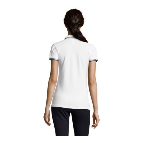 PASADENA Damen Polo 200g weiß/marine | S | ohne Werbeanbringung | Nicht verfügbar | Nicht verfügbar | Nicht verfügbar