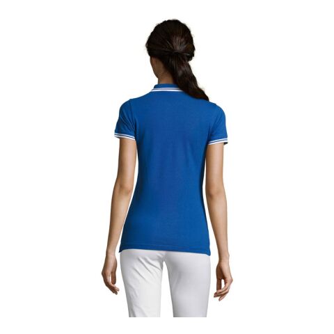 PASADENA Damen Polo 200g Königsblau/Weiß | L | ohne Werbeanbringung | Nicht verfügbar | Nicht verfügbar | Nicht verfügbar