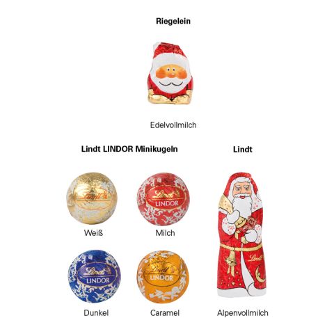 Standbodenbox Weihnachten Lindt 4c Euroskala | 4 Riegelein Weihnachtsmänner