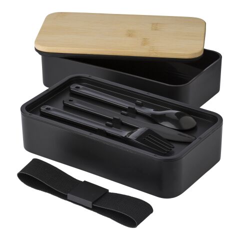 Doppellagige PP-Lunchbox Maxton Schwarz | ohne Werbeanbringung | Nicht verfügbar | Nicht verfügbar