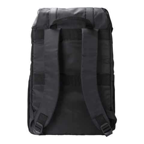RPET (290T) Polyester Twill Rucksack mit Lasche Marlowe Schwarz | ohne Werbeanbringung | Nicht verfügbar | Nicht verfügbar
