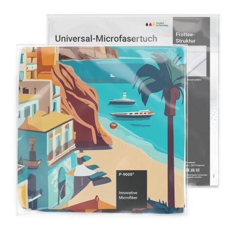 Universal-Microfasertuch 30x30 cm, All-Inclusive-Paket ohne Werbeanbringung | Standard-Einlegekarte