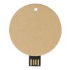 USB-Stick 2.0 rund aus recyceltem Papier Kraftpapier | 64 GB | 1-farbiger Tampondruck | Vorderseite | Ø 40 mm