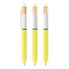 BIC® 4 Colours Sun Weiß-gelb | 1-farbiger Siebdruck | Schaft-Clipverlängerung | 30.00 mm x 43.00 mm
