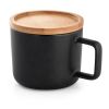 FANGIO. Tasse aus Keramik 220ml mit Deckel aus Bambus, der als Untersetzer dient schwarz | ohne Werbeanbringung | Nicht verfügbar | Nicht verfügbar | Nicht verfügbar