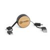 RUBINS. 6-in-1-USB-Kabel ausziehbar aus Recyceltes ABS (100% rABS) und Bambus schwarz | ohne Werbeanbringung | Nicht verfügbar | Nicht verfügbar