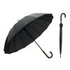 HEDI. Regenschirm mit 16 Stangen aus 190T-Pongee mit automatischer Öffnung Schwarz | ohne Werbeanbringung