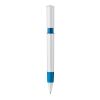 Kugelschreiber S40 Grip hardcolour Weiss-Blau Weiss | 1-farbiger Siebdruck | in Verlängerung vom Clip | 40 mm x 30 mm | Nicht verfügbar