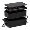 Doppelte Lunchbox mit Besteck schwarz | ohne Werbeanbringung | Nicht verfügbar | Nicht verfügbar