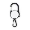 2-Wege-Karabiner-Kartenhalter Weiss | 1-farbiger Tampondruck | Seite 1 | Ø 25 mm