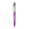 BIC® 4 Colours Shine Kugelschreiber Weiß-lilametallic | 1-farbiger Siebdruck | Upper Part-gegenüber vom Clip | 22.00 mm x 10.00 mm