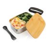 Stainless Steel Lunchbox mit Bambus-Deckel und Göffel silber | ohne Werbeanbringung | Nicht verfügbar | Nicht verfügbar