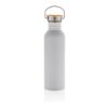 Moderne Stainless-Steel Flasche mit Bambusdeckel weiß | ohne Werbeanbringung | Nicht verfügbar | Nicht verfügbar