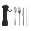 Besteck-Set Edelstahl in Neopren-Beutel schwarz | ohne Werbeanbringung | Nicht verfügbar | Nicht verfügbar | Nicht verfügbar