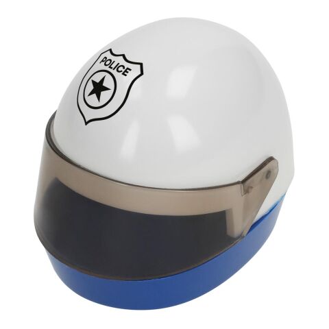 Bleistiftspitzer &quot;Helm&quot; weiß | 1-farbiger Tampondruck | seitlich am unteren Rand | 20 mm x 7 mm