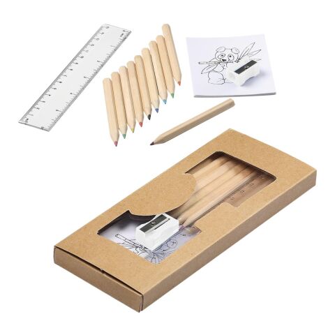 Kindermalset &quot;Öko Line&quot; natur | 1-farbiger Tampondruck | neben dem Sichtfenster | 15 mm x 50 mm