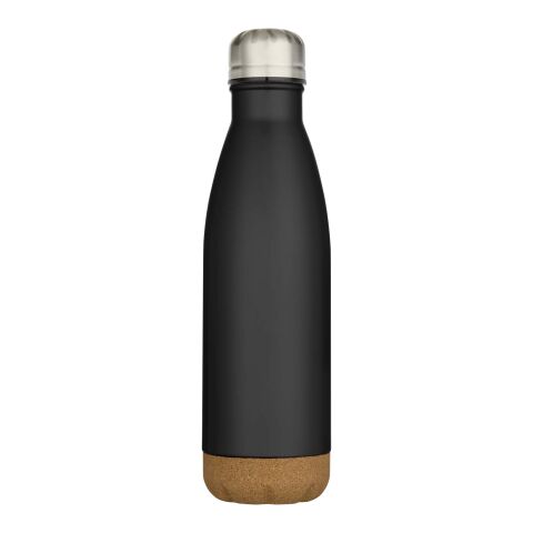 Cove 500 ml doppelwandige, vakuumisolierte Trinkflasche aus Edelstahl mit Korkdetails Standard | schwarz | ohne Werbeanbringung | Nicht verfügbar | Nicht verfügbar