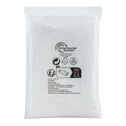 Mayan GRS-zertifizierter Einweg-Regenponcho mit Aufbewahrungstasche. Standard | weiß | ohne Werbeanbringung | Nicht verfügbar | Nicht verfügbar