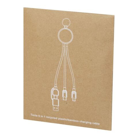 Tecta  6-in-1 Ladekabel mit Schlüsselring aus recyceltem Kunststoff und Bambus Standard | schwarz | ohne Werbeanbringung | Nicht verfügbar | Nicht verfügbar