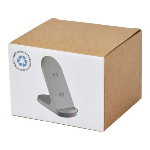 Loop kabellose Ladestation mit 15W Doppelspule aus recyceltem RCS Kunststoff Standard | schwarz | ohne Werbeanbringung | Nicht verfügbar | Nicht verfügbar