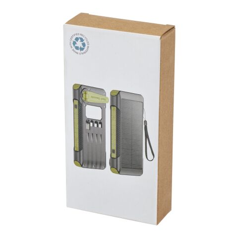 Soldy 10.000 mAh Solardynamo-Powerbank aus recyceltem GRS Kunststoff Standard | armeegrün | ohne Werbeanbringung | Nicht verfügbar | Nicht verfügbar