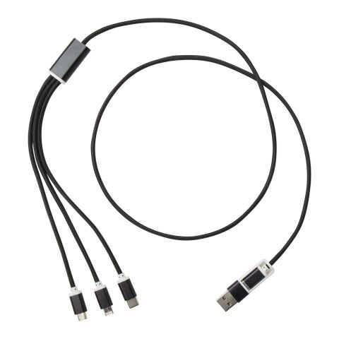 Versatile 5-in-1 Ladekabel aus recyceltem Aluminium Standard | schwarz | ohne Werbeanbringung | Nicht verfügbar | Nicht verfügbar