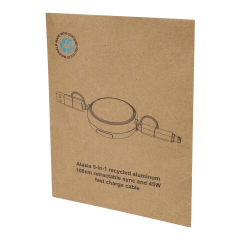 Alasia 100 cm 5-in-1 Kabel aus recyceltem Kunststoff und Aluminium, einziehbar, für Datenübertragung und mit 45W Schnellladung rot